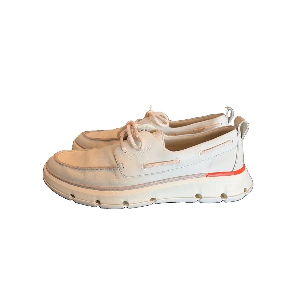Cole Haan Mens 4.ZEROGRAND Regatta Boat Shoes Cream Size 9.5M (C6)
